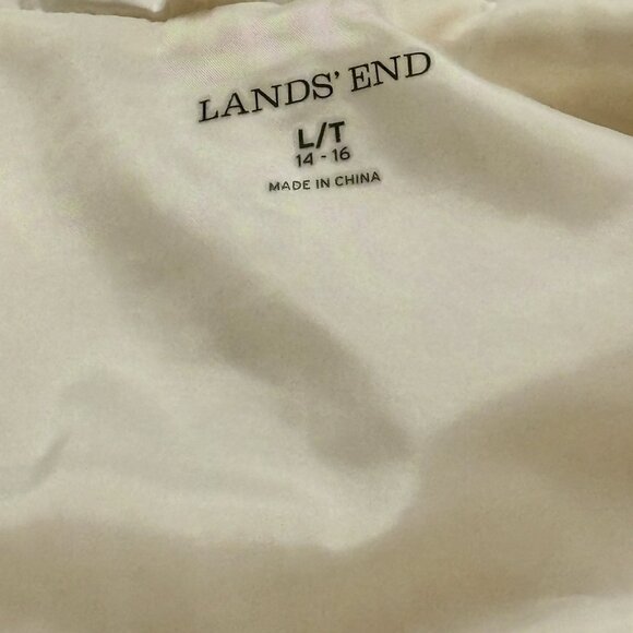 ~~LANDS END Vest Womens L 14-16 Down Puffer Insulated Full Zip Off White - Picture 4 of 5